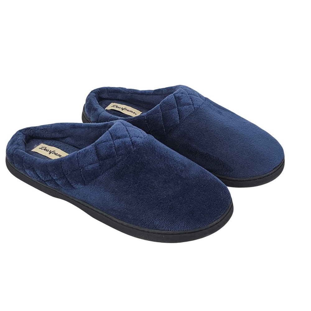 Womens Medium‎ 7-8 Comfy Home Loungewear Casual Navy Blue Soft Lazy Slippers